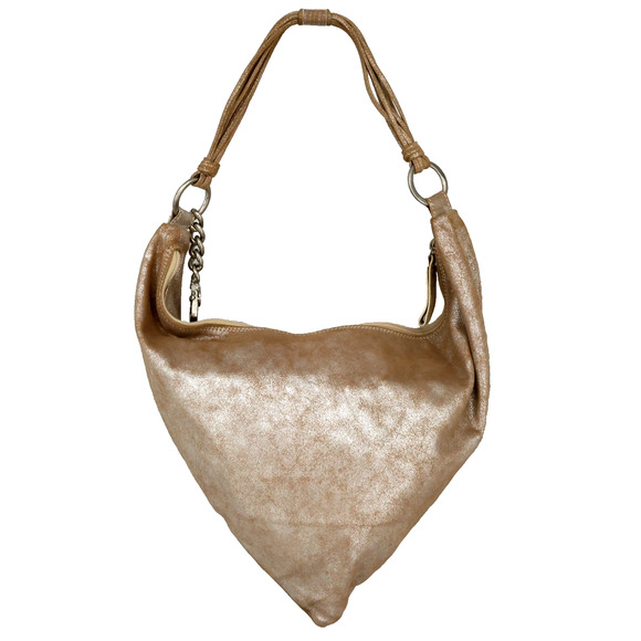 Donald J Pliner Couture Bag Womens Gold Metallic Leather Zip Small Hobo Handbag - Picture 4 of 16